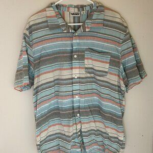 Vans Off The Wall Men's Short Sleeve Button Down Striped Shirt